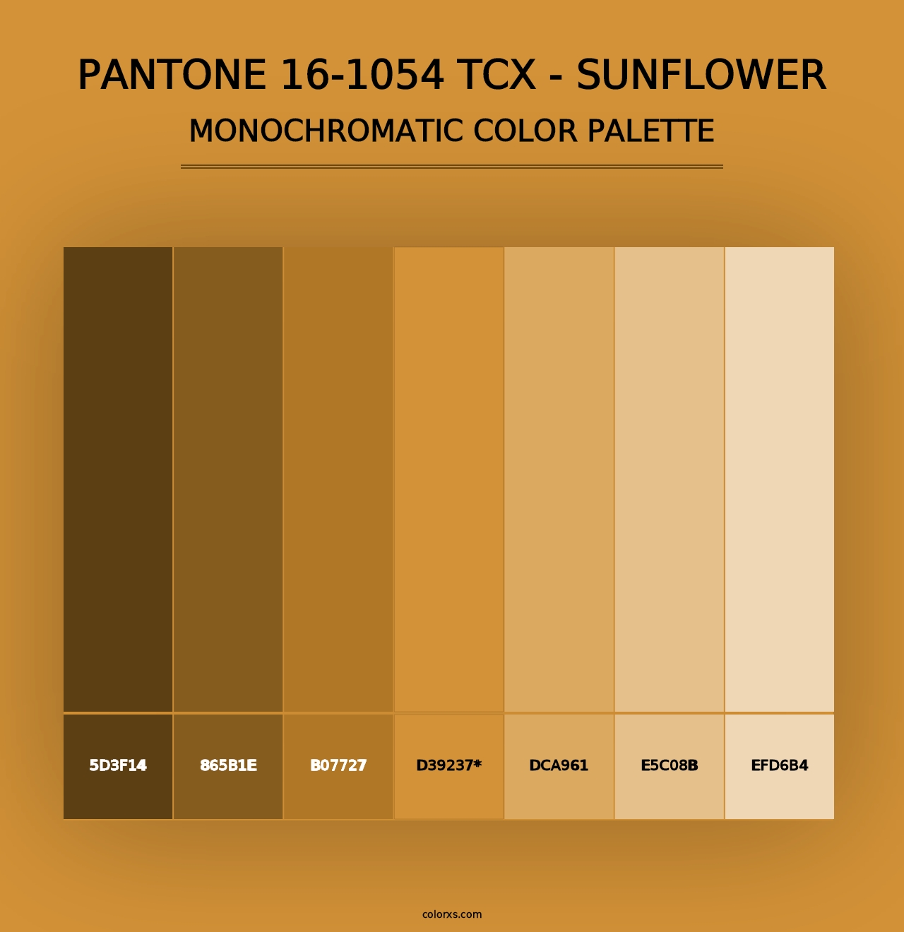 PANTONE 16-1054 TCX - Sunflower - Monochromatic Color Palette