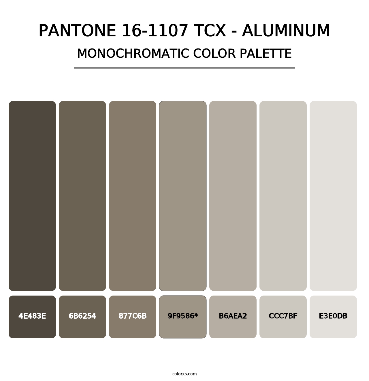 PANTONE 16-1107 TCX - Aluminum - Monochromatic Color Palette