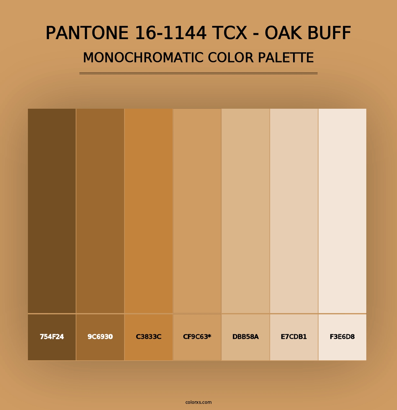 PANTONE 16-1144 TCX - Oak Buff - Monochromatic Color Palette