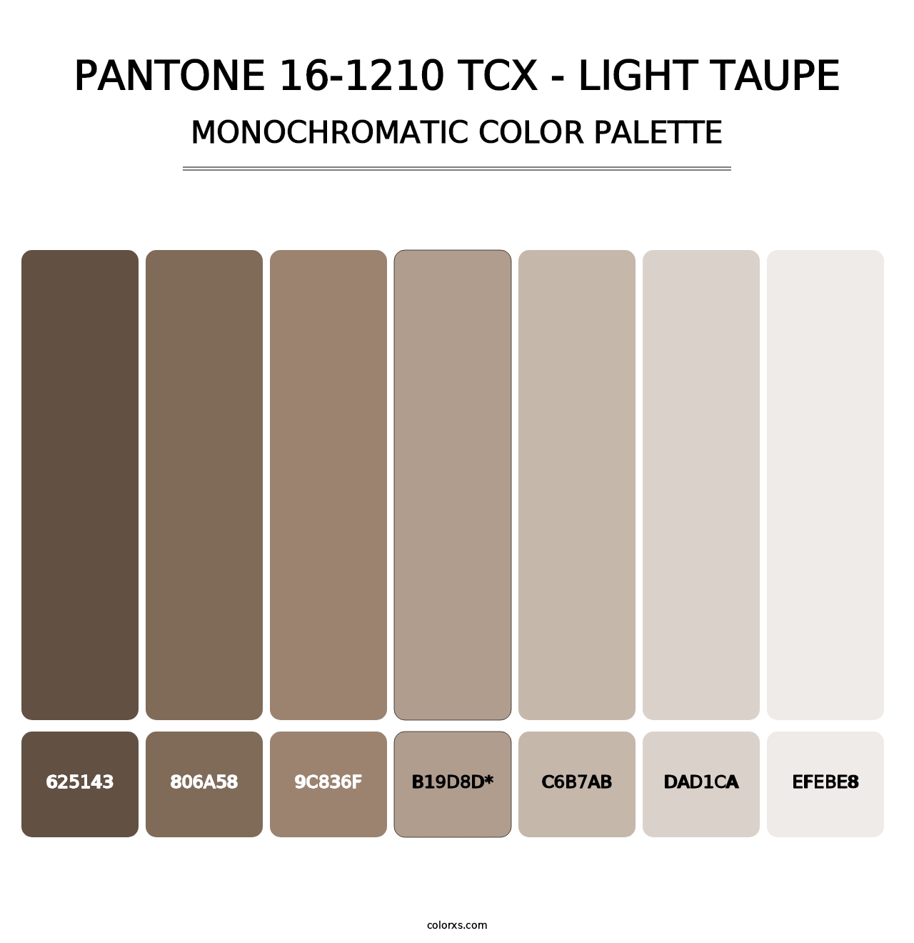 PANTONE 16-1210 TCX - Light Taupe - Monochromatic Color Palette