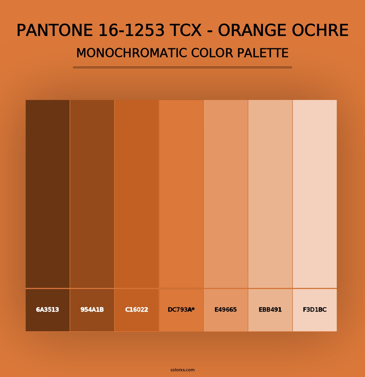 PANTONE 16-1253 TCX - Orange Ochre - Monochromatic Color Palette