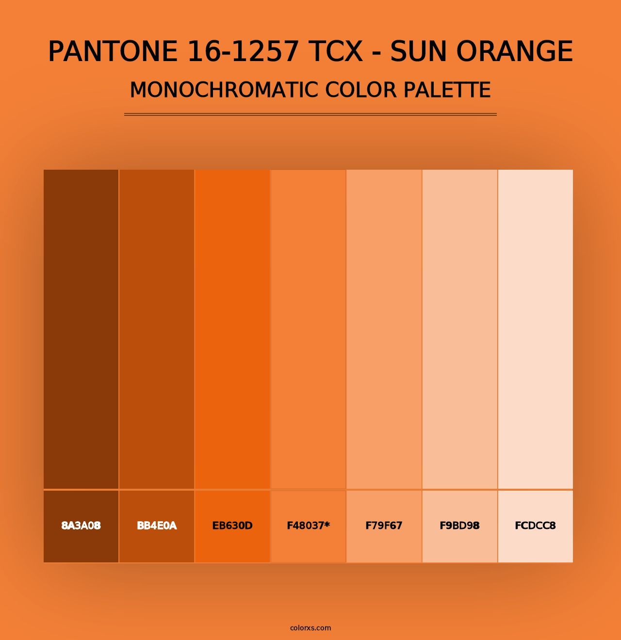 PANTONE 16-1257 TCX - Sun Orange - Monochromatic Color Palette