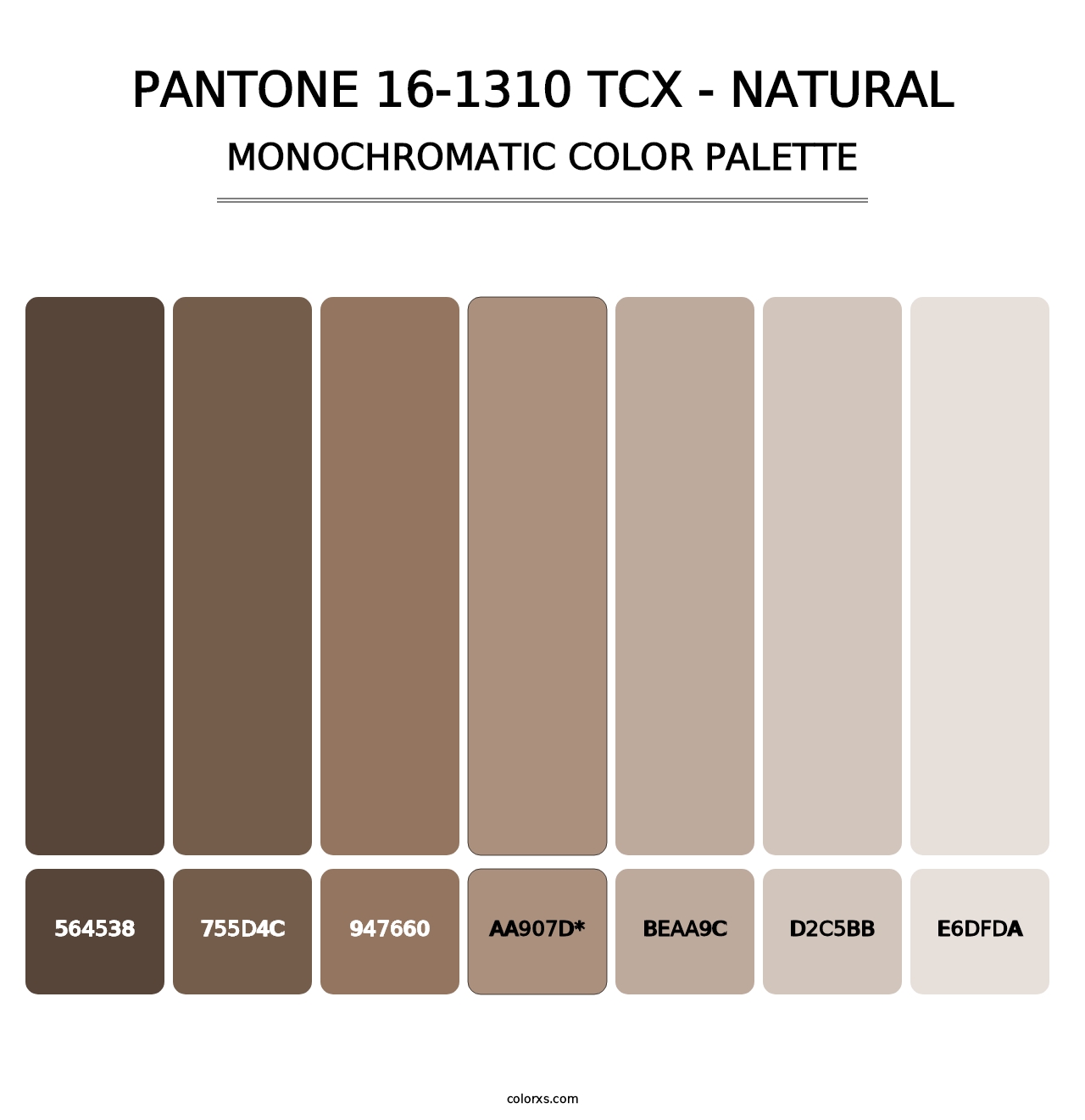 PANTONE 16-1310 TCX - Natural - Monochromatic Color Palette