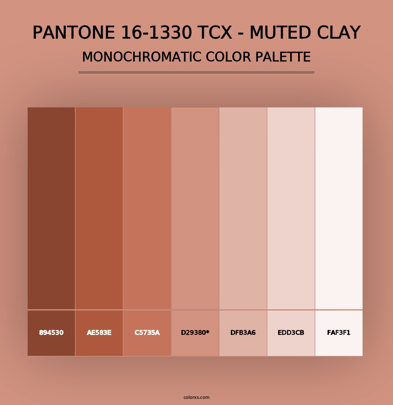 PANTONE 16-1330 TCX - Muted Clay - Monochromatic Color Palette