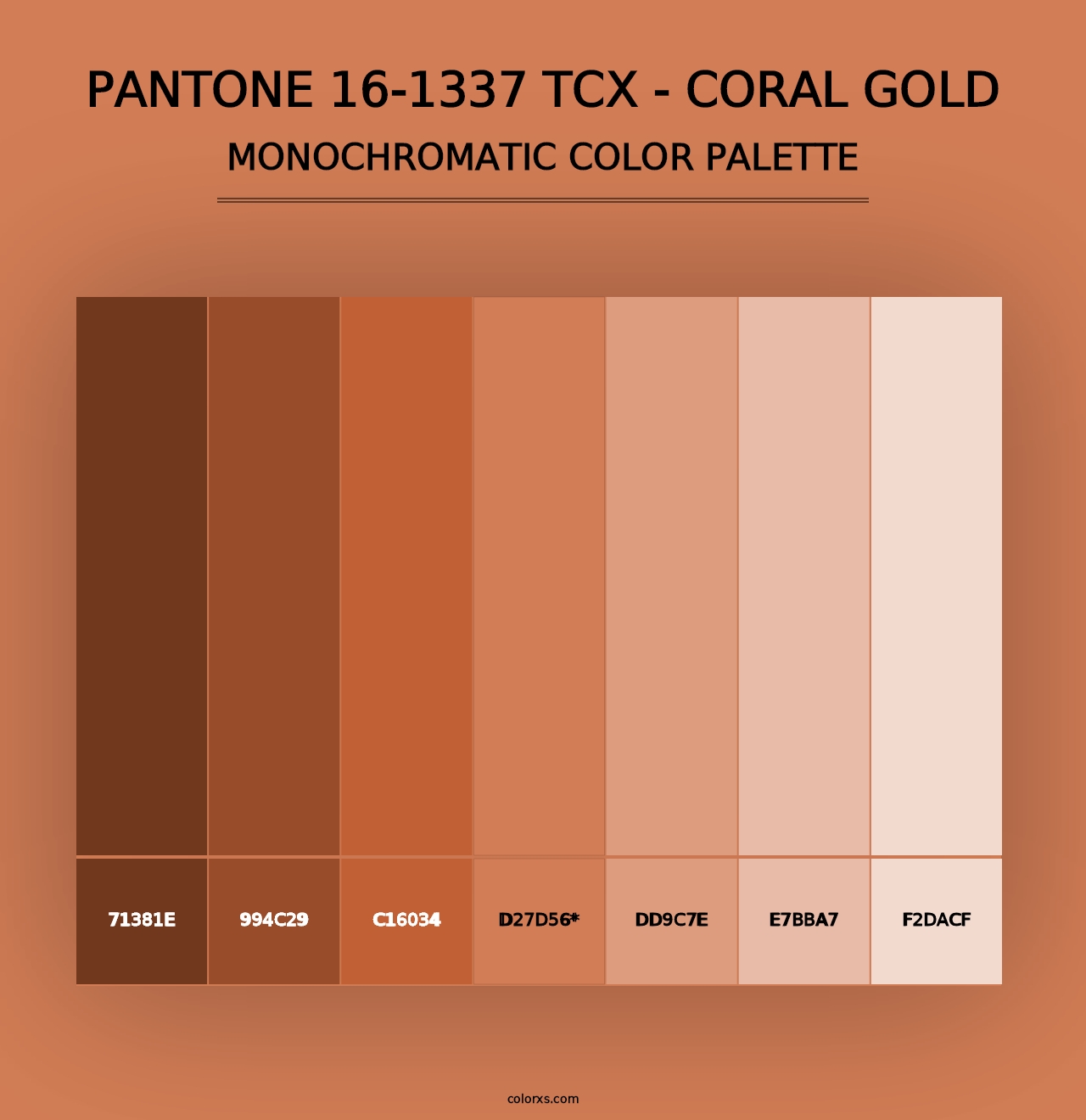 PANTONE 16-1337 TCX - Coral Gold - Monochromatic Color Palette