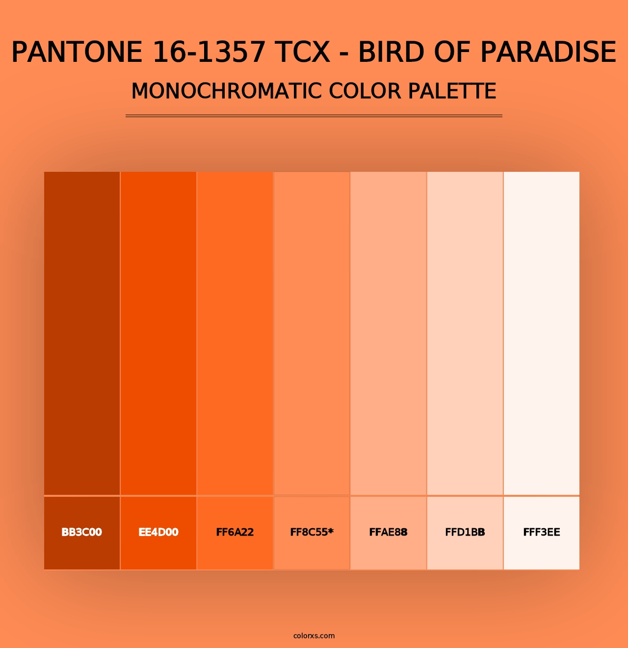 PANTONE 16-1357 TCX - Bird of Paradise - Monochromatic Color Palette