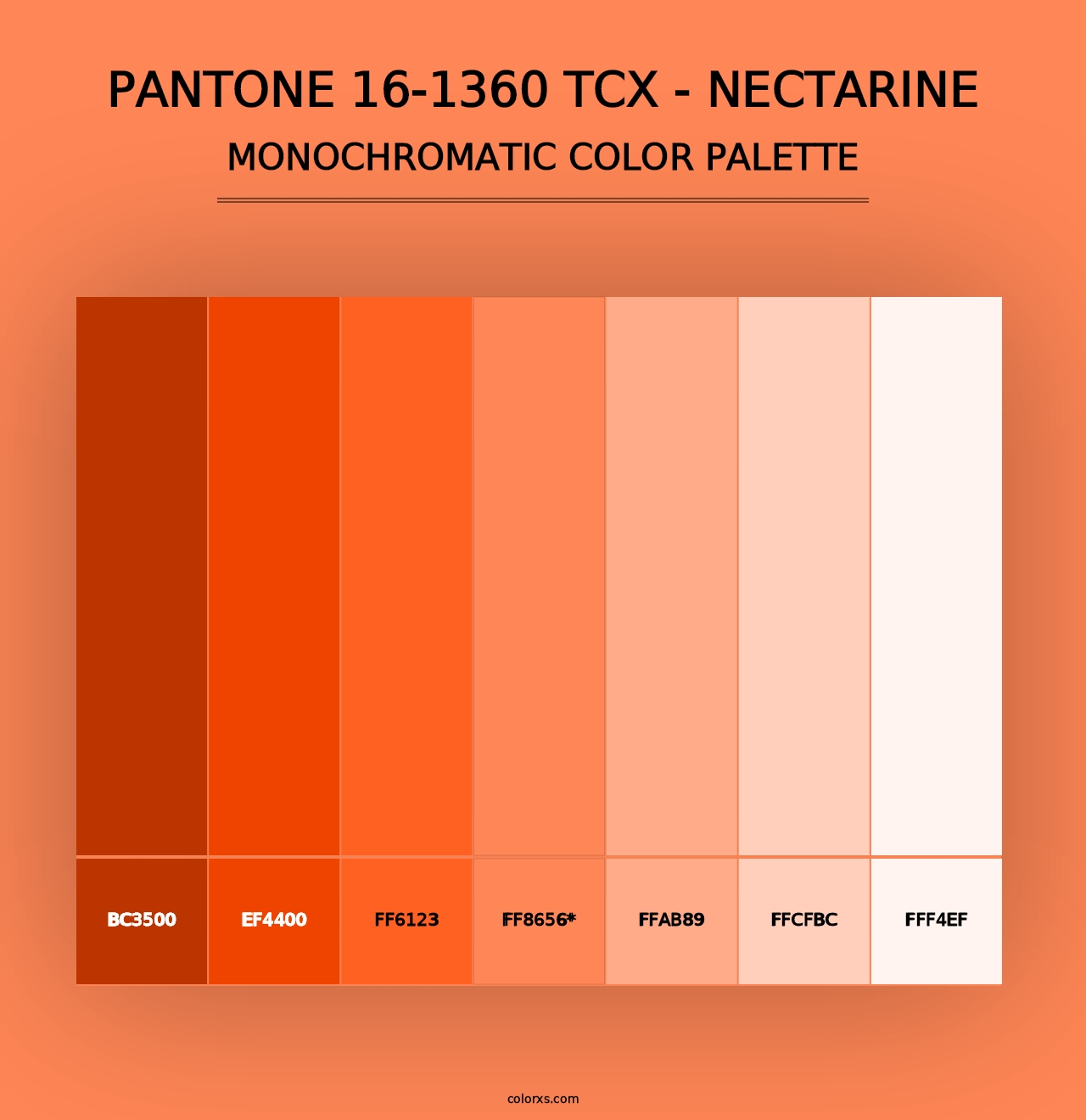 PANTONE 16-1360 TCX - Nectarine - Monochromatic Color Palette