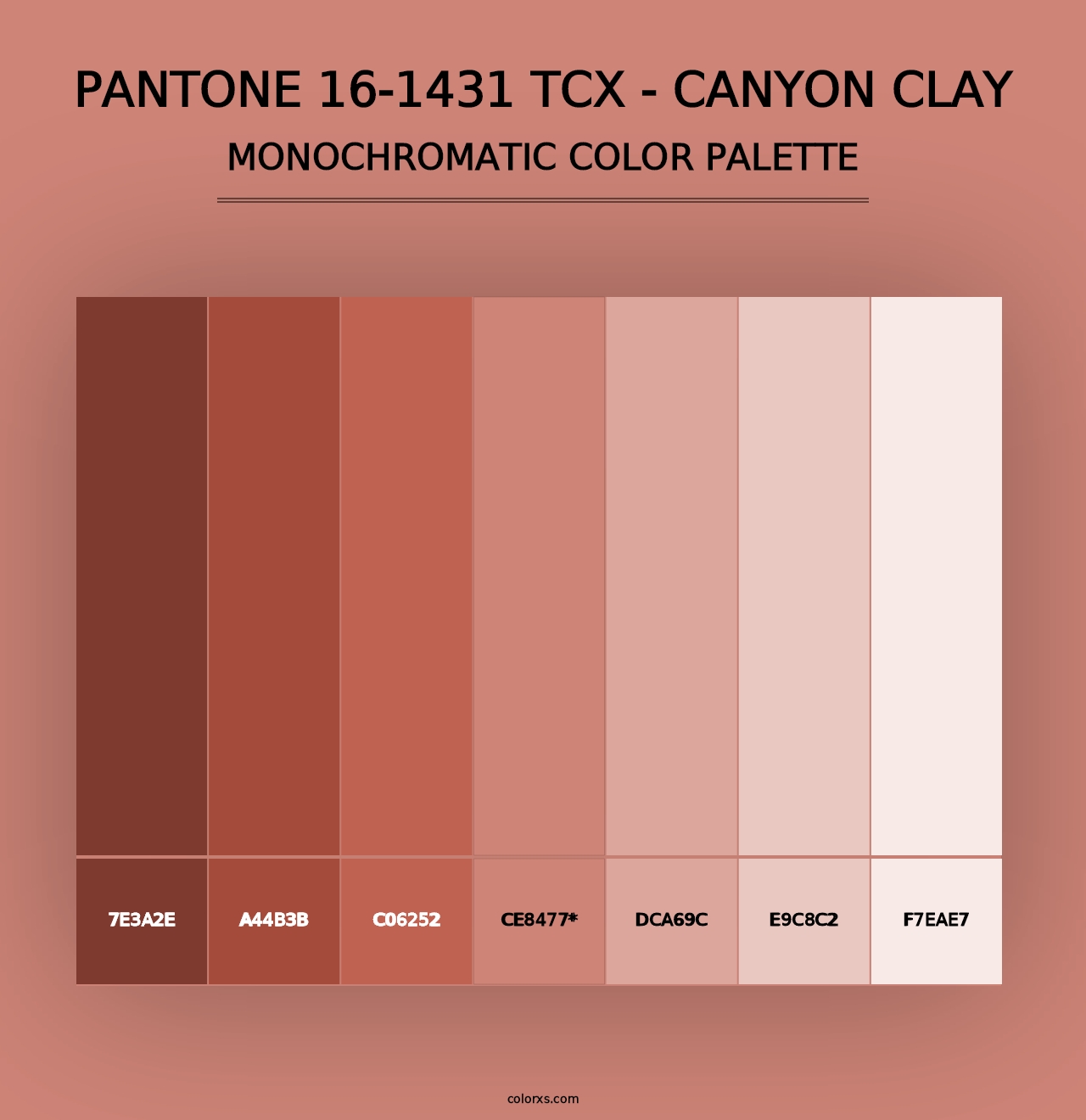 PANTONE 16-1431 TCX - Canyon Clay - Monochromatic Color Palette