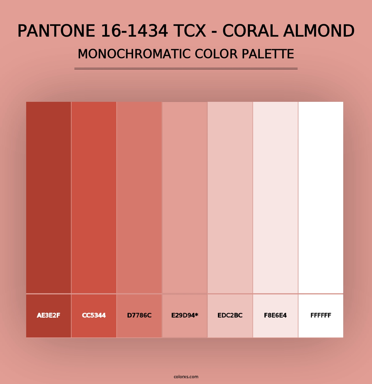 PANTONE 16-1434 TCX - Coral Almond - Monochromatic Color Palette