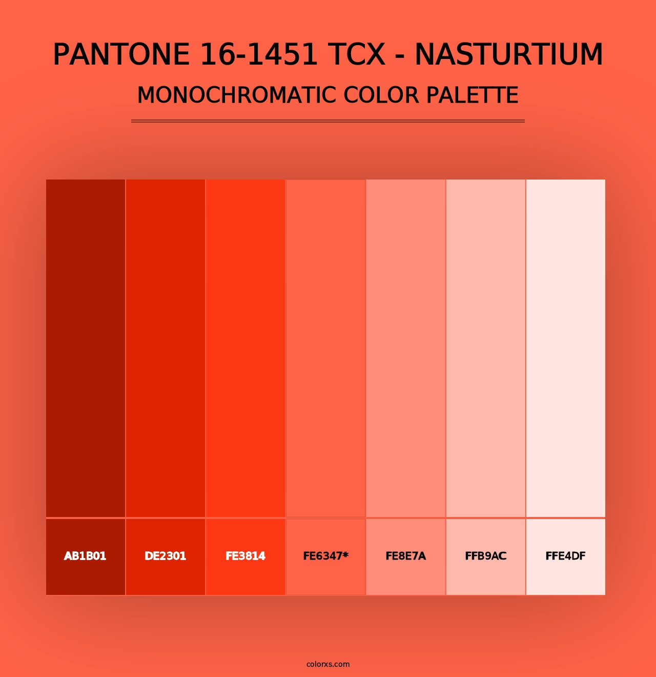 PANTONE 16-1451 TCX - Nasturtium - Monochromatic Color Palette