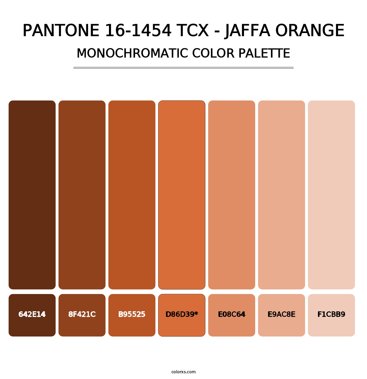 PANTONE 16-1454 TCX - Jaffa Orange - Monochromatic Color Palette