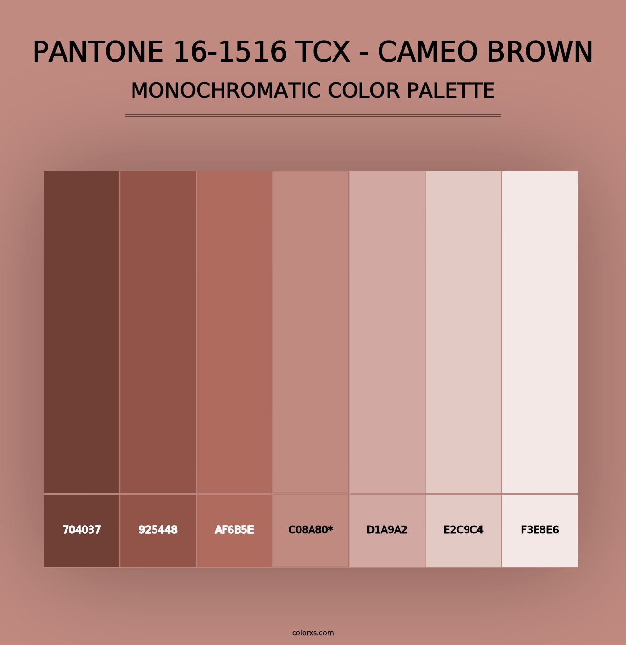 PANTONE 16-1516 TCX - Cameo Brown - Monochromatic Color Palette