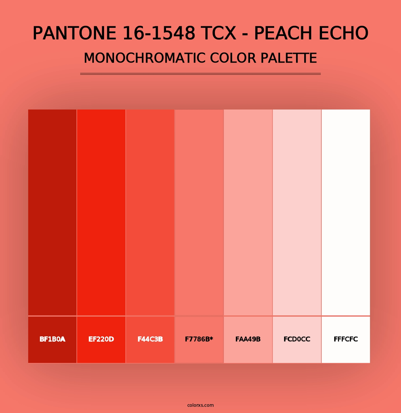 PANTONE 16-1548 TCX - Peach Echo - Monochromatic Color Palette