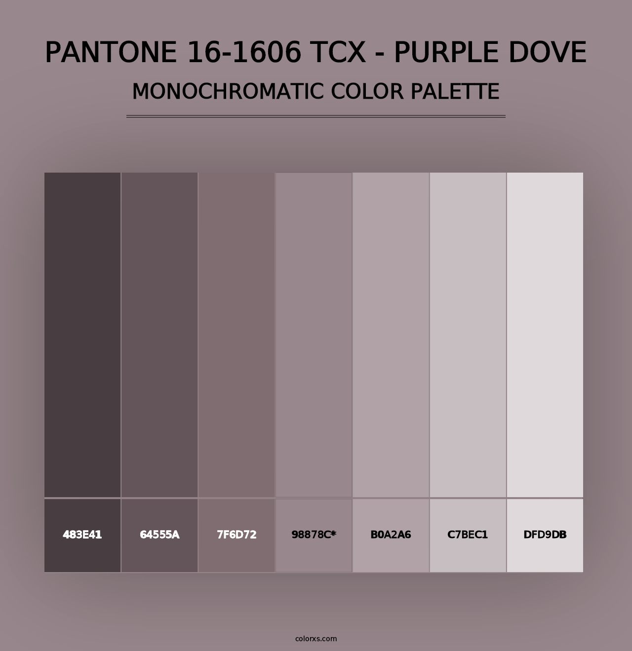 PANTONE 16-1606 TCX - Purple Dove - Monochromatic Color Palette