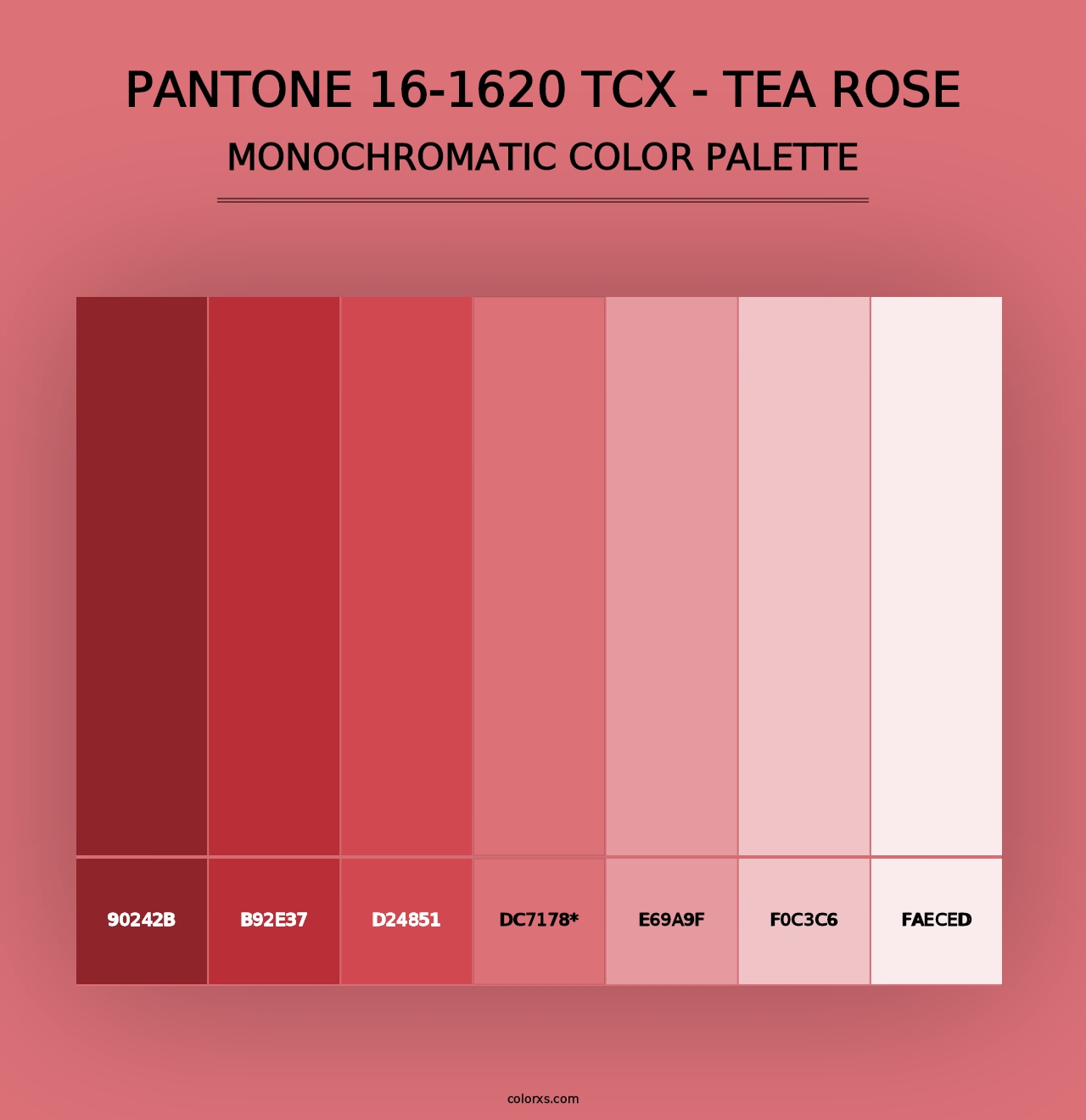 PANTONE 16-1620 TCX - Tea Rose - Monochromatic Color Palette