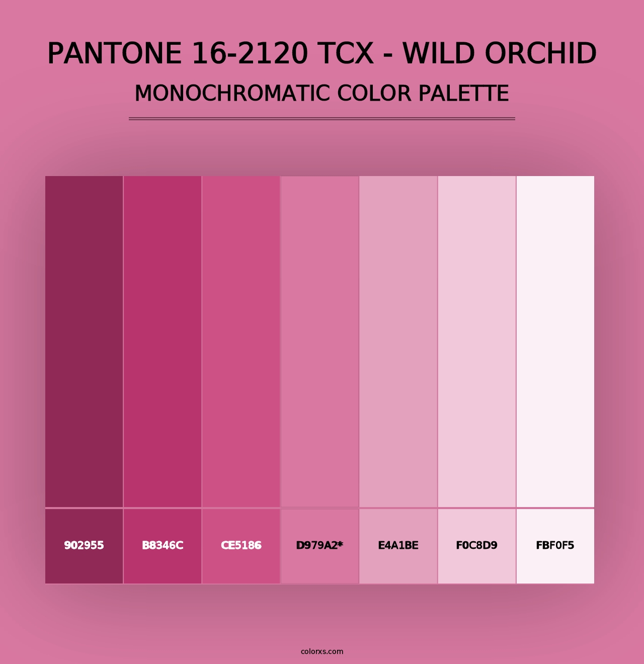 PANTONE 16-2120 TCX - Wild Orchid - Monochromatic Color Palette