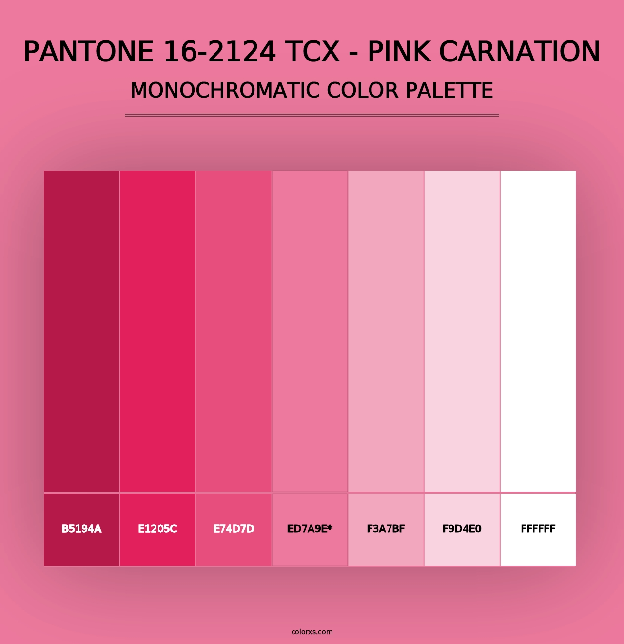 PANTONE 16-2124 TCX - Pink Carnation - Monochromatic Color Palette