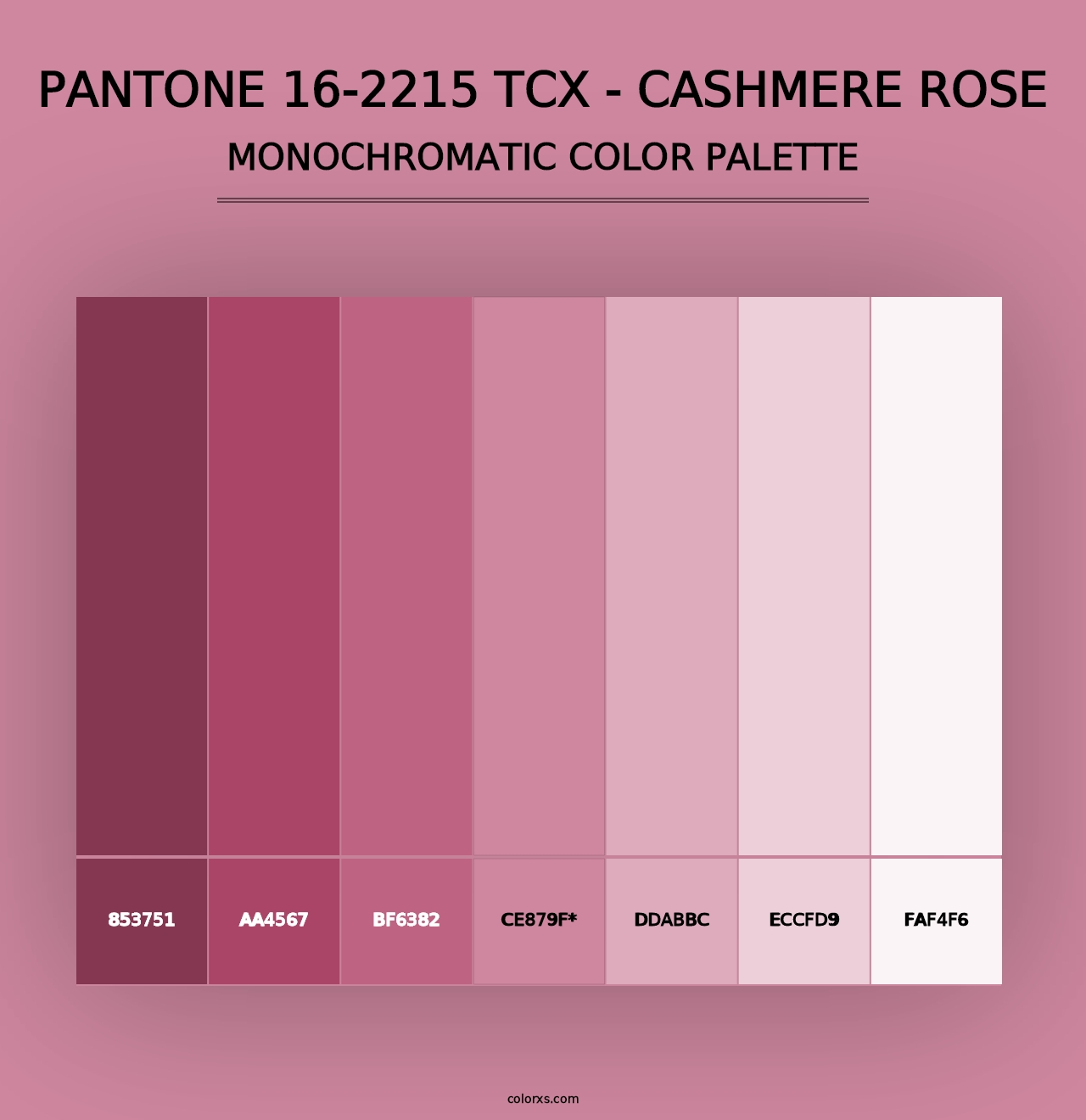 PANTONE 16-2215 TCX - Cashmere Rose - Monochromatic Color Palette