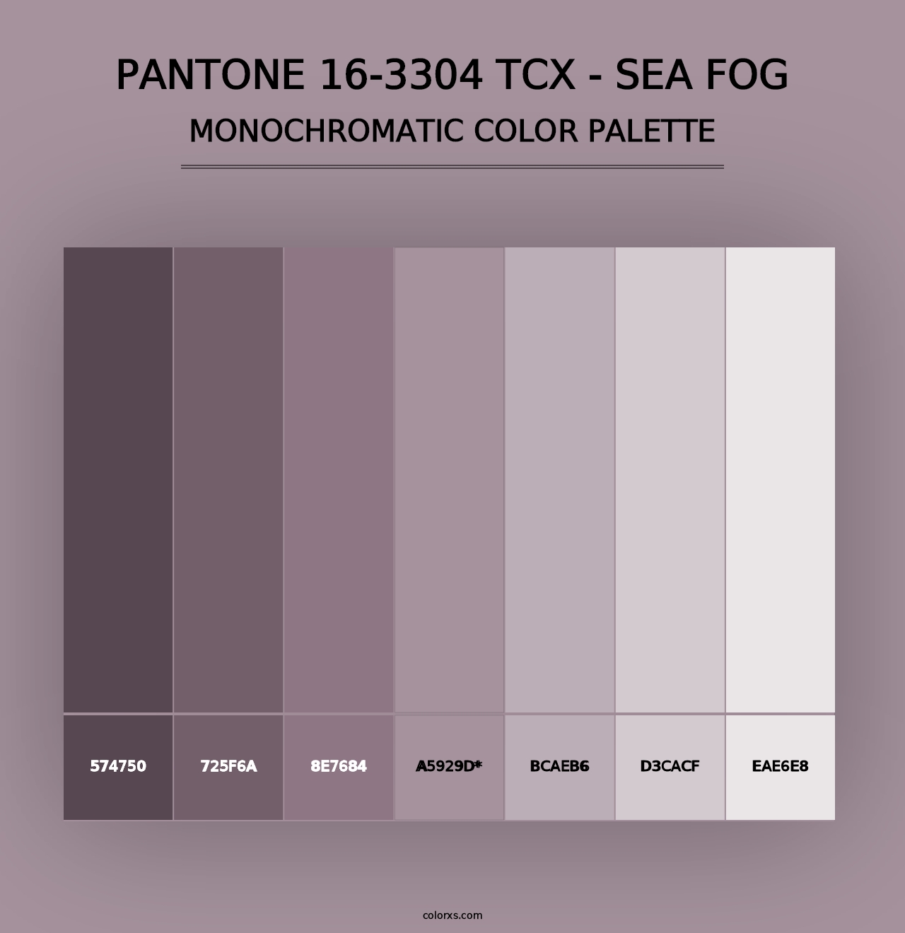 PANTONE 16-3304 TCX - Sea Fog - Monochromatic Color Palette