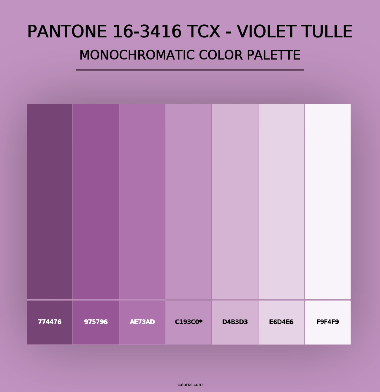 PANTONE 16-3416 TCX - Violet Tulle - Monochromatic Color Palette