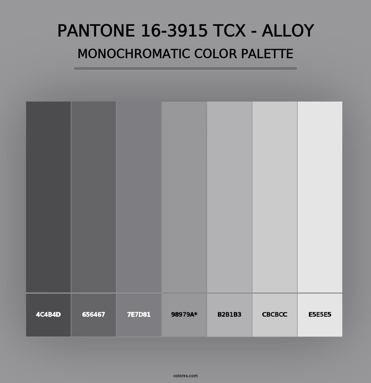 PANTONE 16-3915 TCX - Alloy - Monochromatic Color Palette