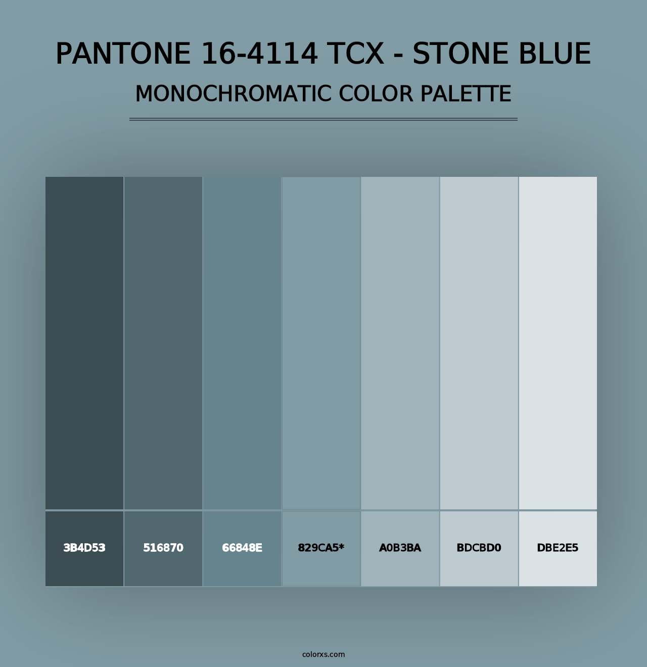 PANTONE 16-4114 TCX - Stone Blue - Monochromatic Color Palette