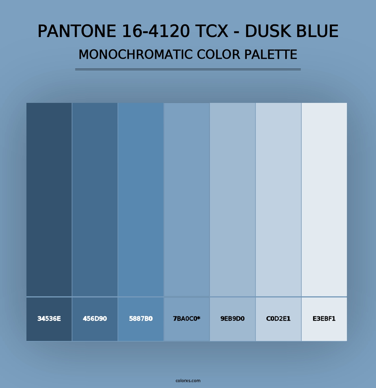 PANTONE 16-4120 TCX - Dusk Blue - Monochromatic Color Palette