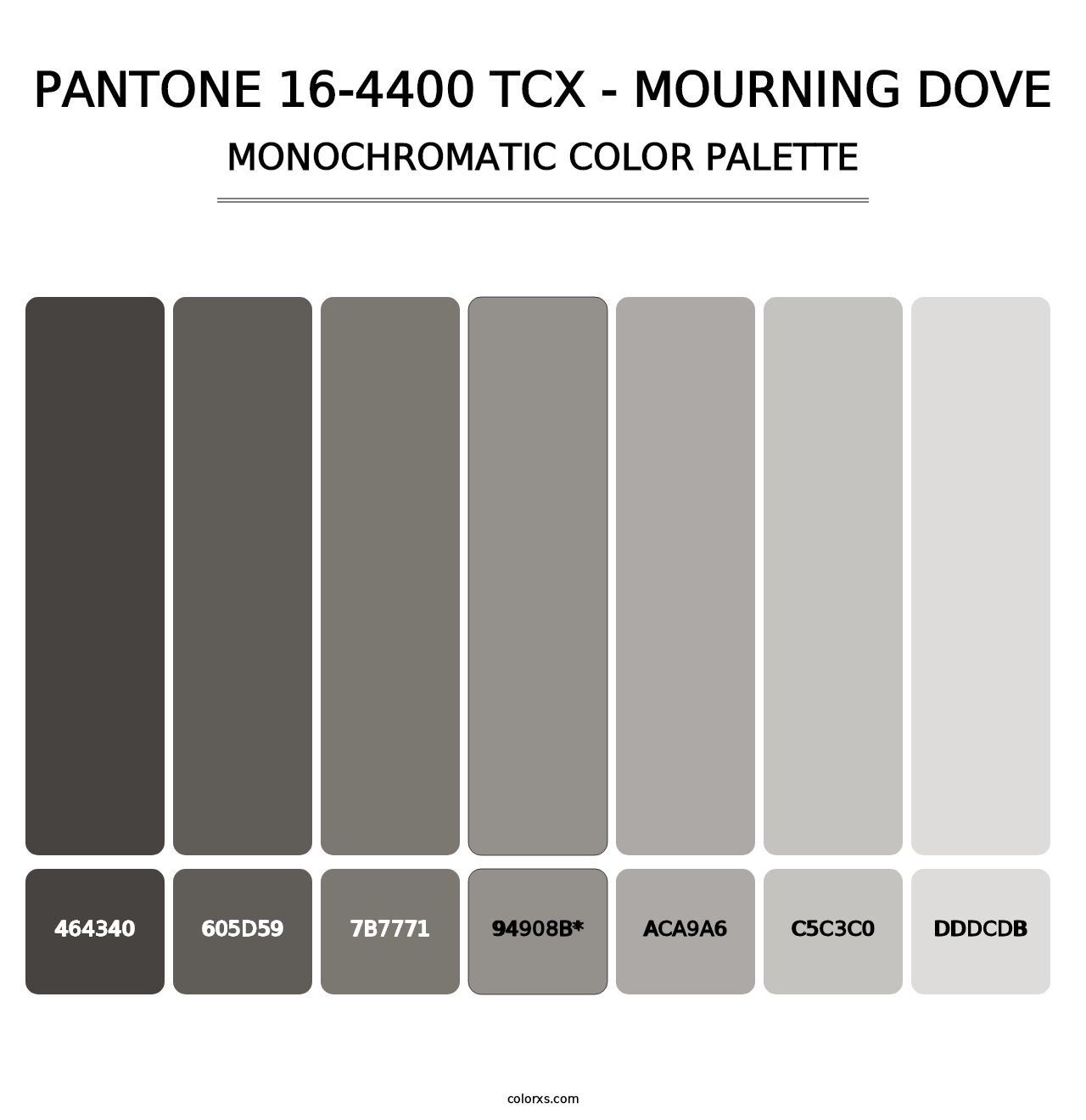 PANTONE 16-4400 TCX - Mourning Dove - Monochromatic Color Palette