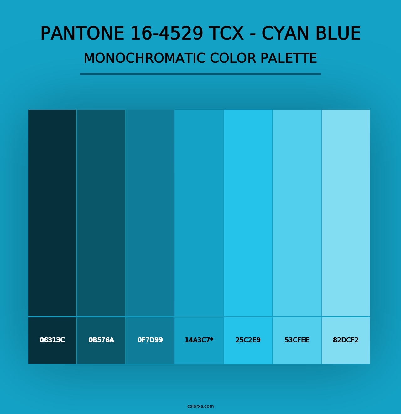 PANTONE 16-4529 TCX - Cyan Blue - Monochromatic Color Palette