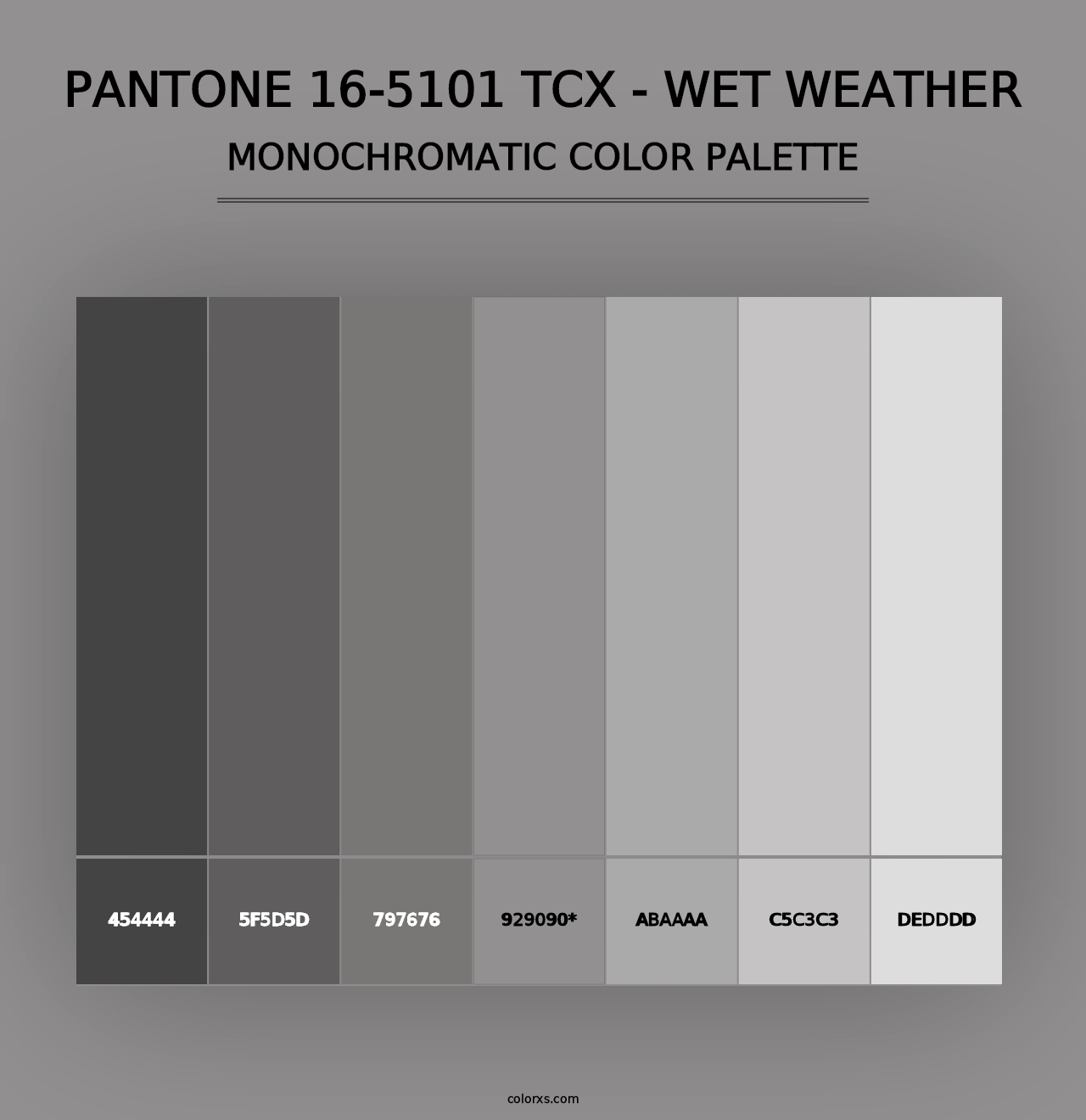 PANTONE 16-5101 TCX - Wet Weather - Monochromatic Color Palette