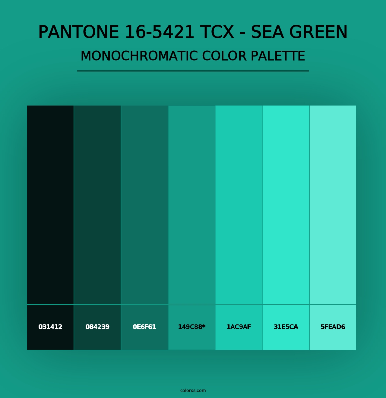 PANTONE 16-5421 TCX - Sea Green - Monochromatic Color Palette