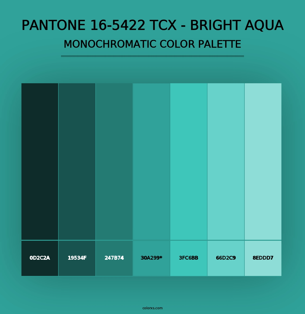 PANTONE 16-5422 TCX - Bright Aqua - Monochromatic Color Palette