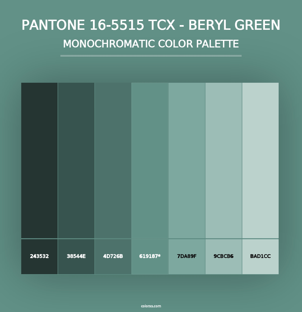 PANTONE 16-5515 TCX - Beryl Green - Monochromatic Color Palette