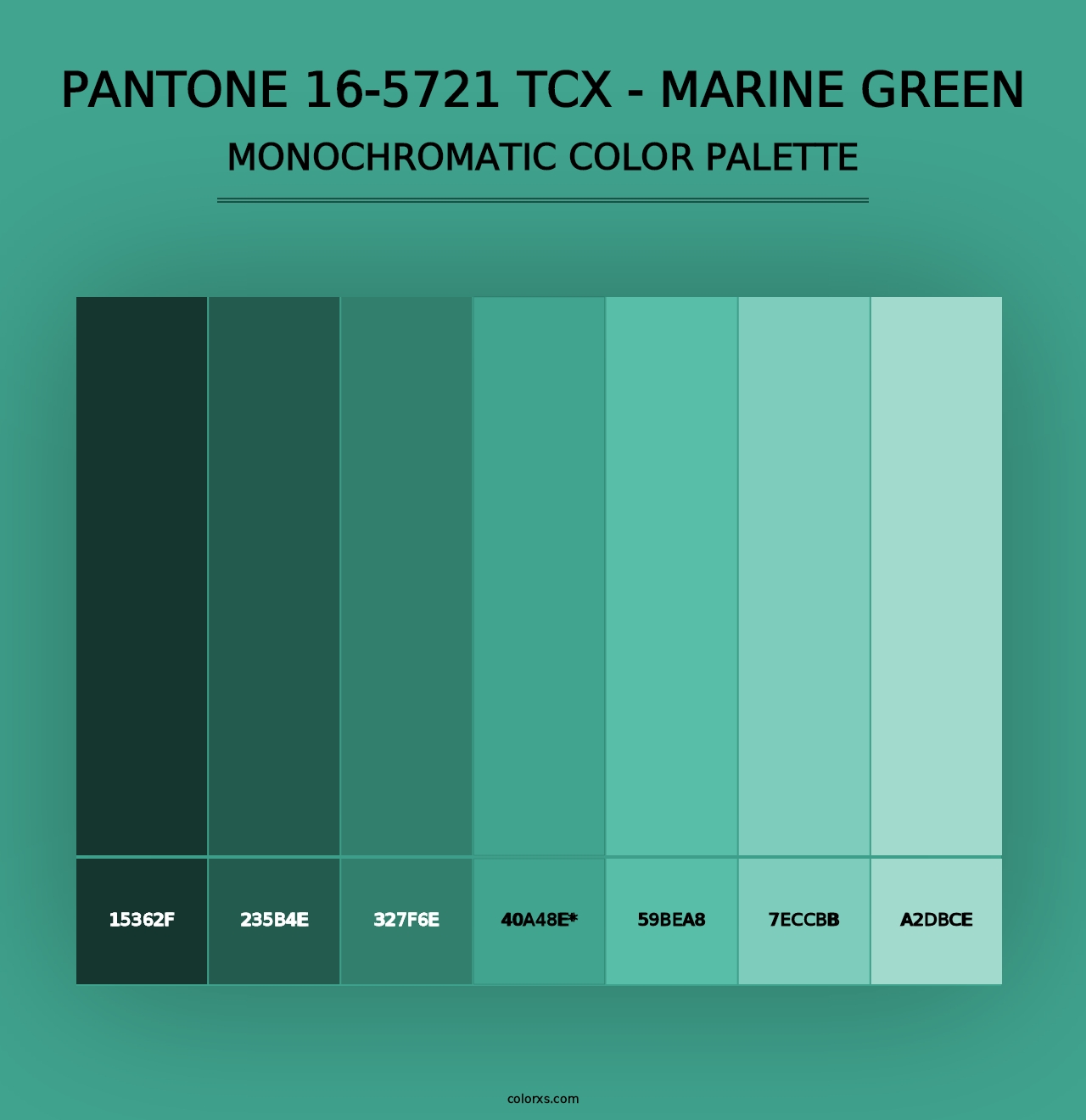 PANTONE 16-5721 TCX - Marine Green - Monochromatic Color Palette