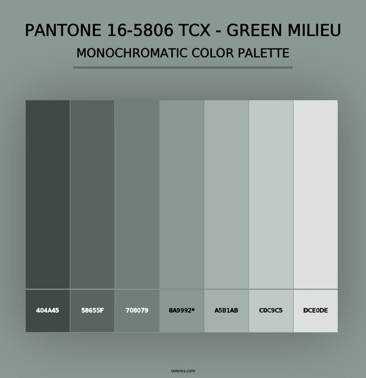 PANTONE 16-5806 TCX - Green Milieu - Monochromatic Color Palette