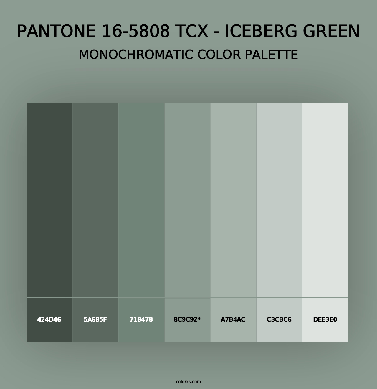 PANTONE 16-5808 TCX - Iceberg Green - Monochromatic Color Palette