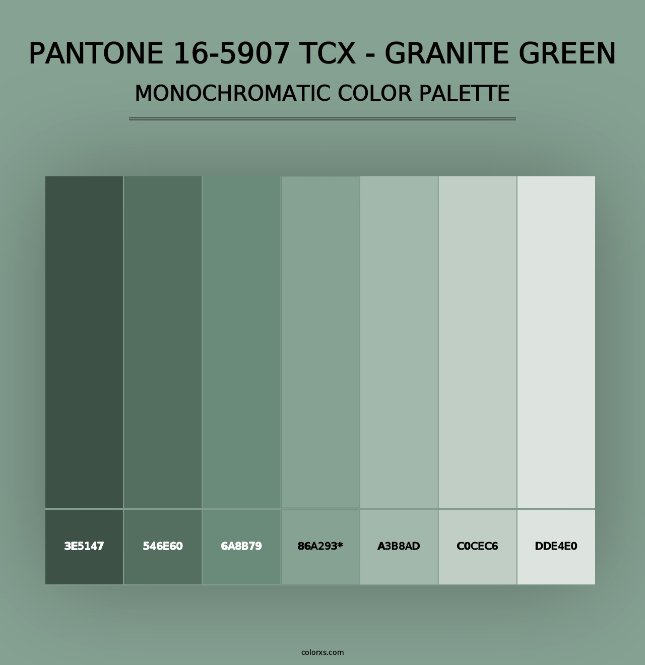 PANTONE 16-5907 TCX - Granite Green - Monochromatic Color Palette