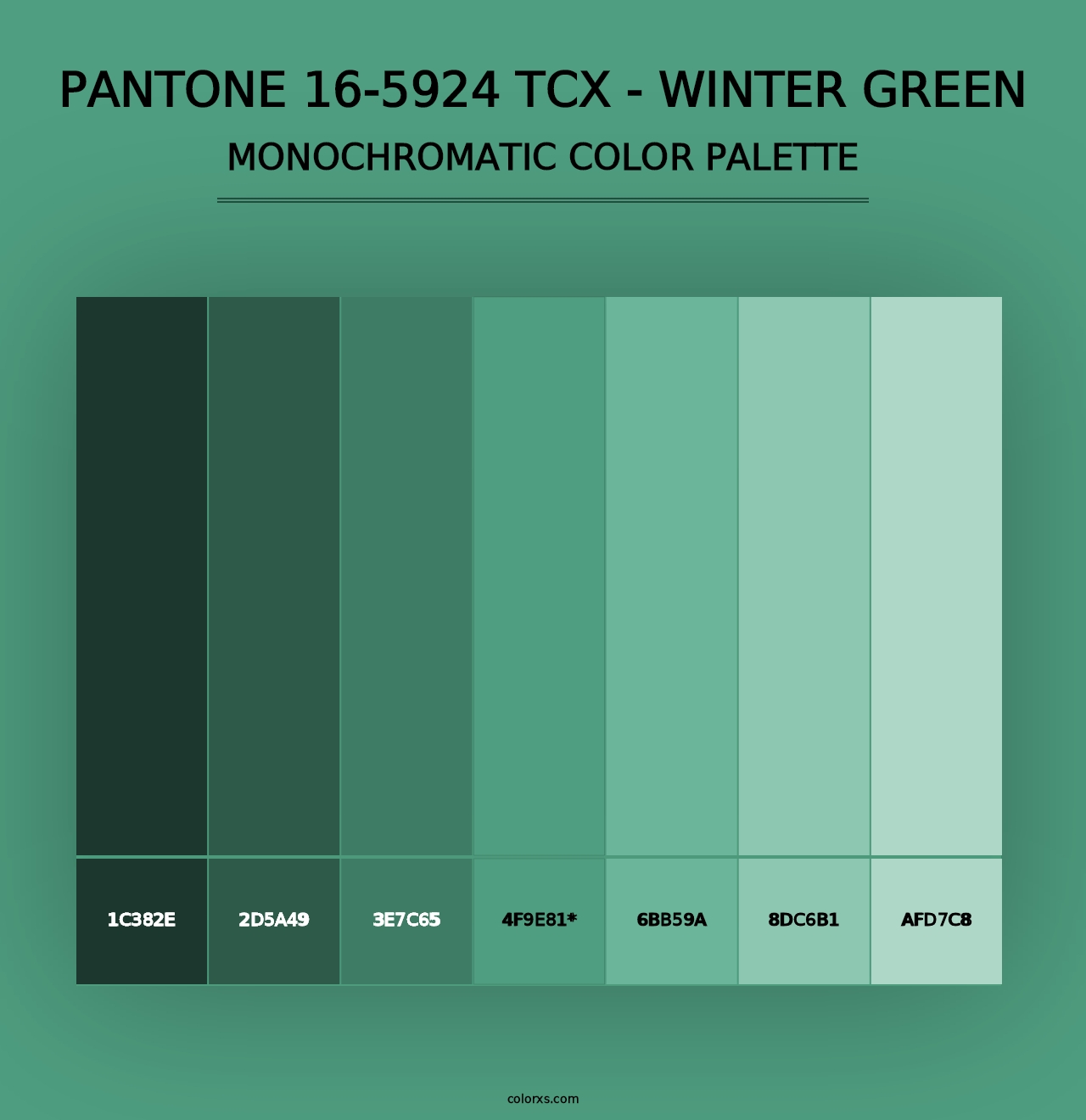 PANTONE 16-5924 TCX - Winter Green - Monochromatic Color Palette