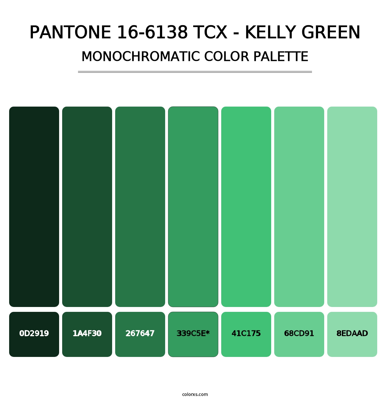 PANTONE 16-6138 TCX - Kelly Green - Monochromatic Color Palette