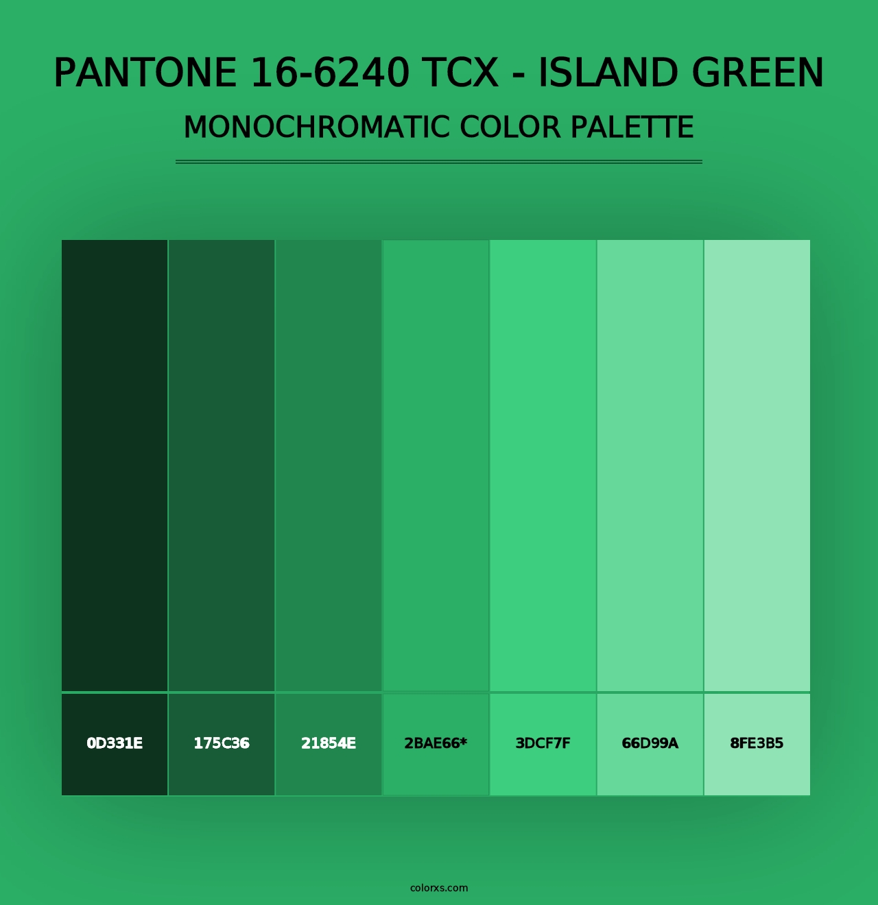 PANTONE 16-6240 TCX - Island Green - Monochromatic Color Palette