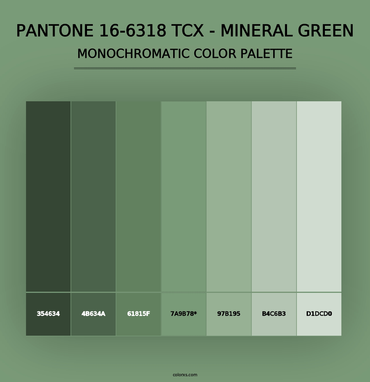 PANTONE 16-6318 TCX - Mineral Green - Monochromatic Color Palette