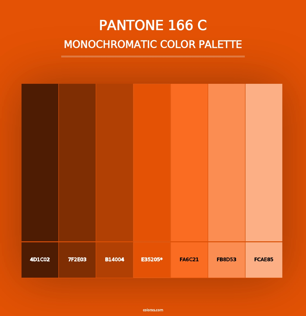 PANTONE 166 C - Monochromatic Color Palette