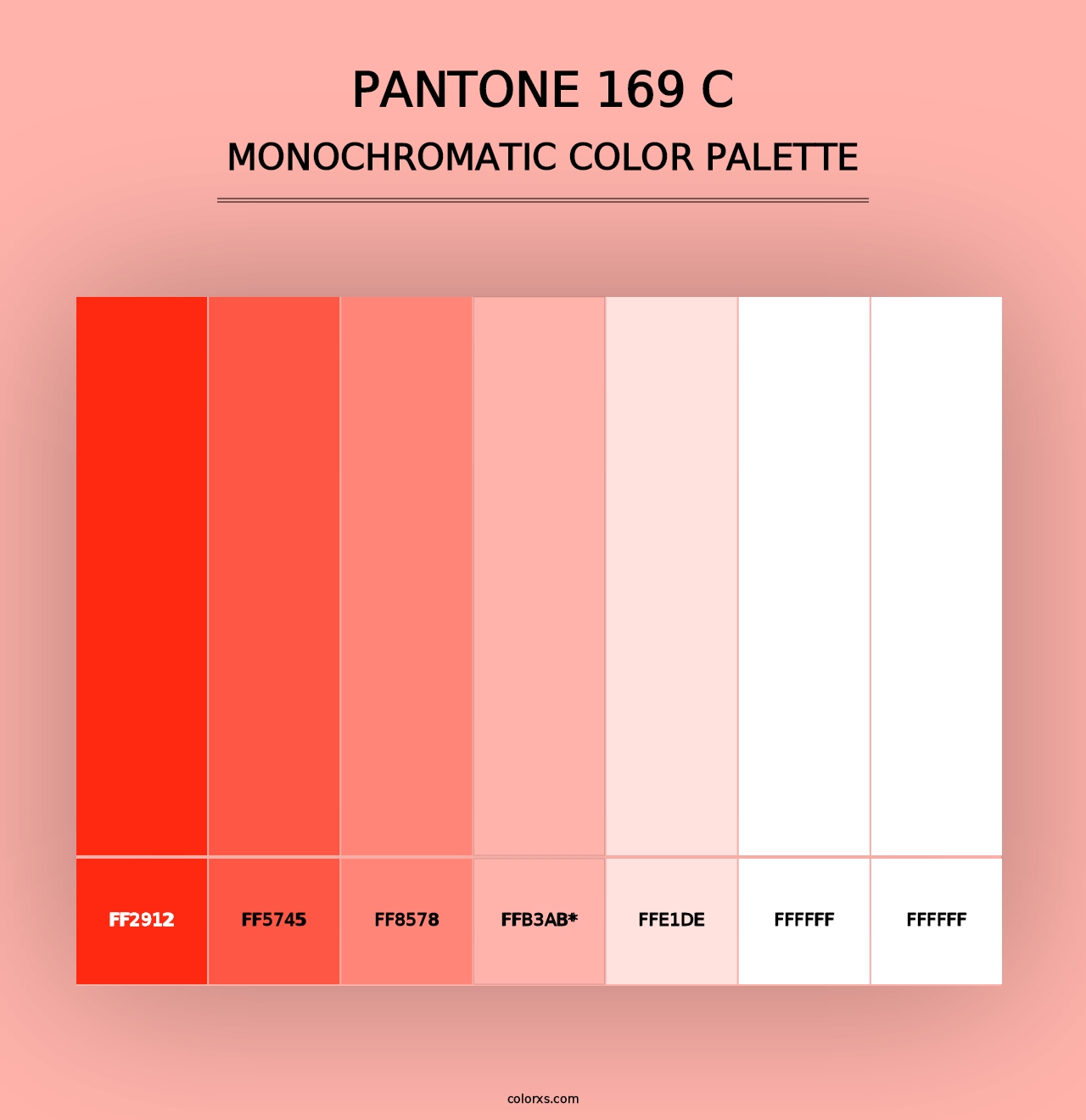 PANTONE 169 C - Monochromatic Color Palette