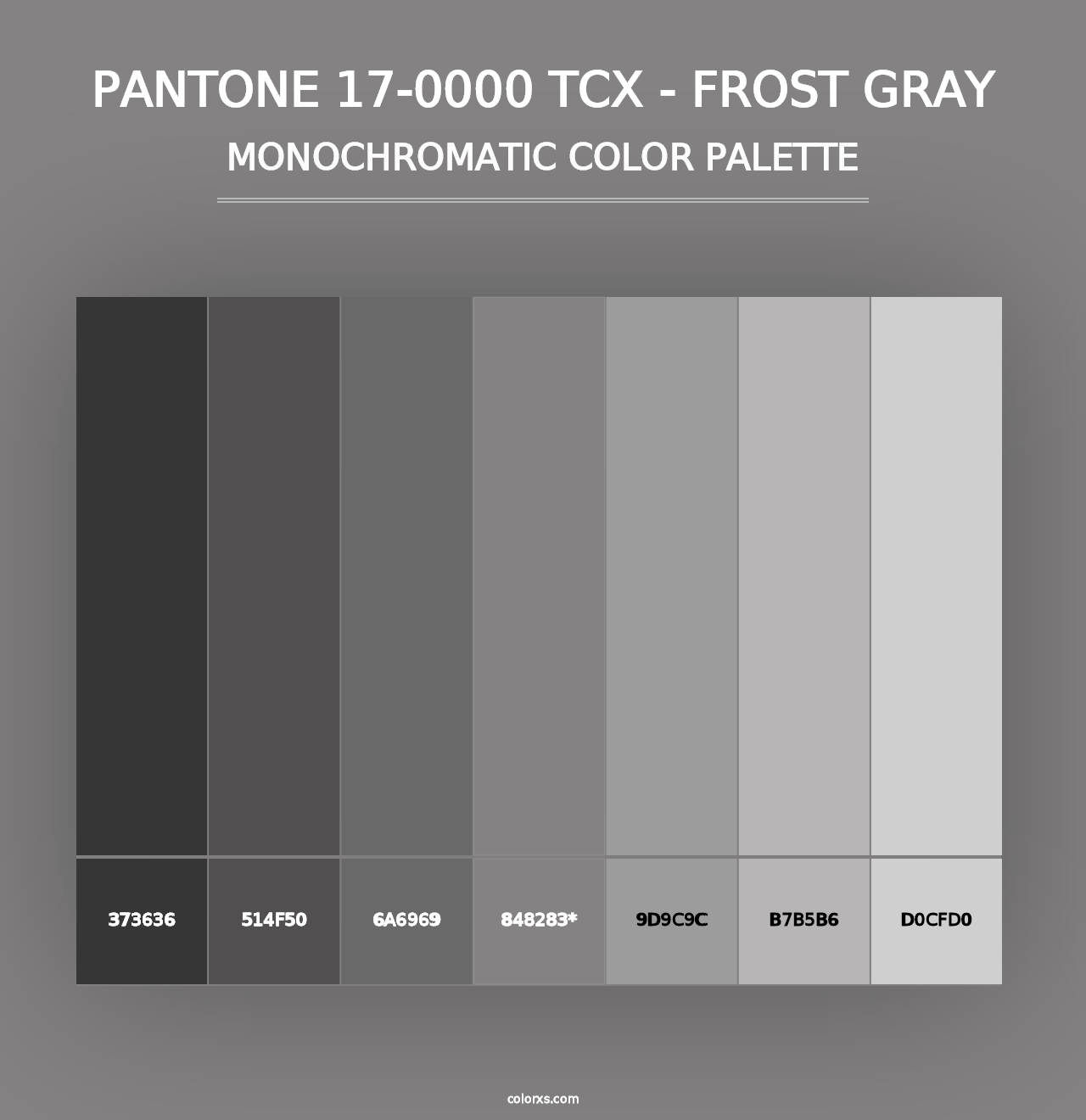 PANTONE 17-0000 TCX - Frost Gray - Monochromatic Color Palette