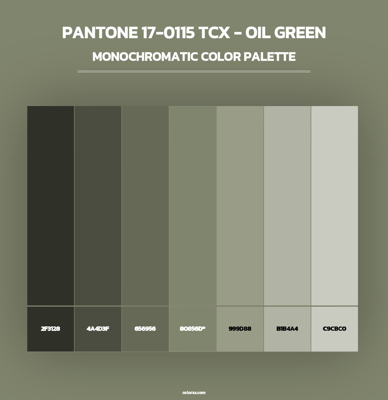 PANTONE 17-0115 TCX - Oil Green - Monochromatic Color Palette