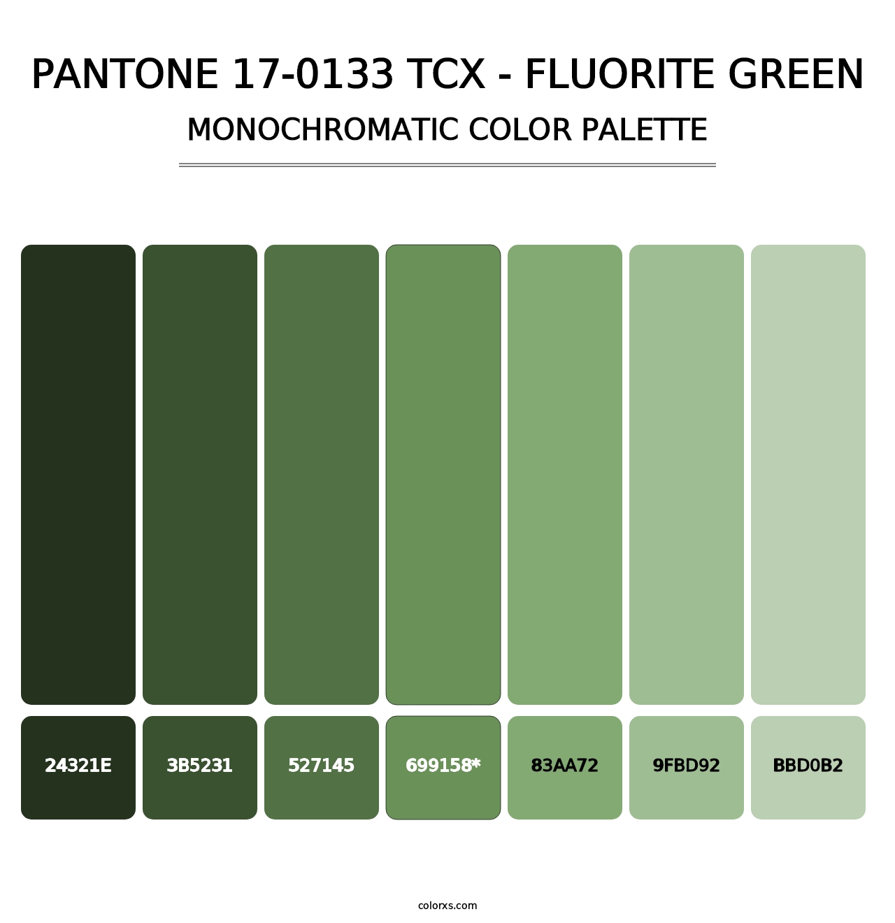 PANTONE 17-0133 TCX - Fluorite Green - Monochromatic Color Palette