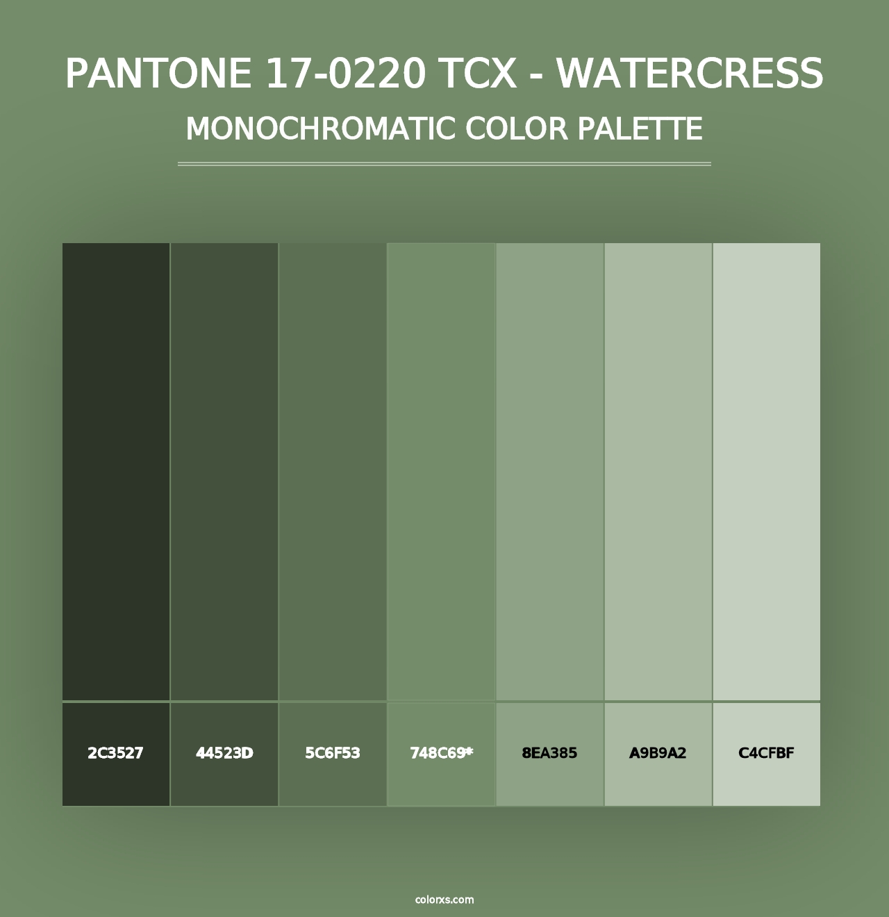 PANTONE 17-0220 TCX - Watercress - Monochromatic Color Palette