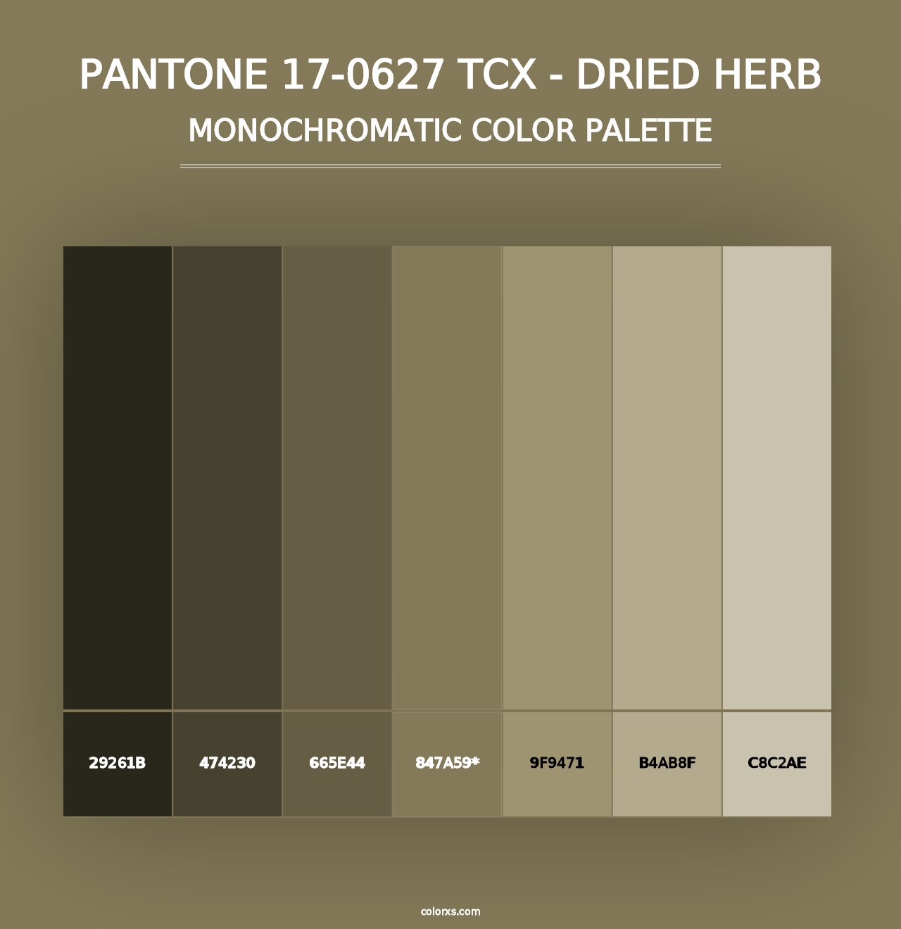 PANTONE 17-0627 TCX - Dried Herb - Monochromatic Color Palette