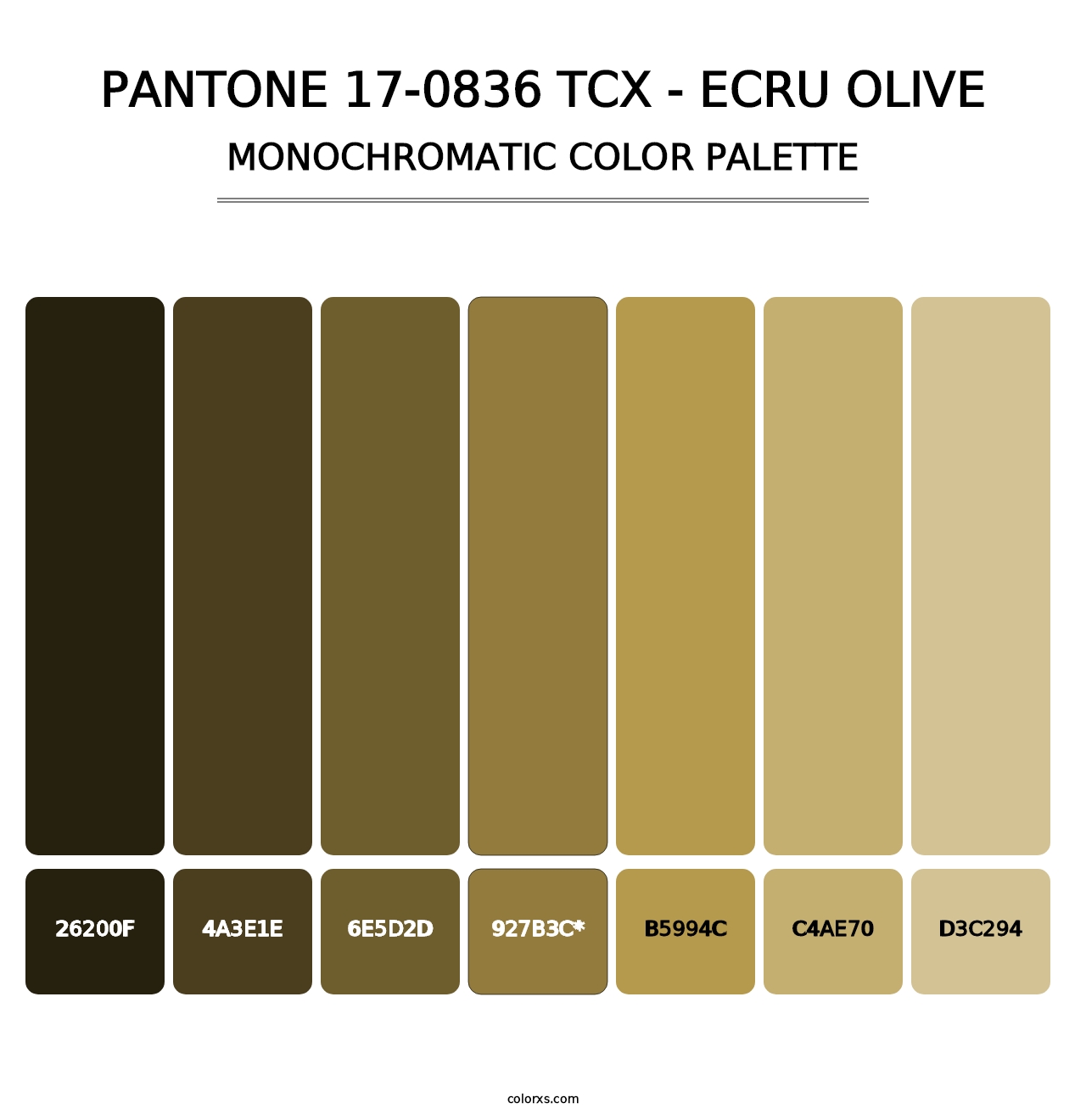 PANTONE 17-0836 TCX - Ecru Olive - Monochromatic Color Palette