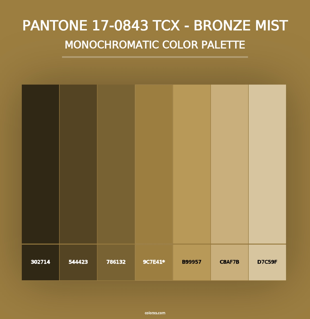 PANTONE 17-0843 TCX - Bronze Mist - Monochromatic Color Palette